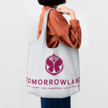 Печатные сумки Tomorrowlands Tote для покупок, моющиеся холщовые сумки для покупателей, Бельгийская сумка для фестиваля электронной танцевальной музыки, сумочка